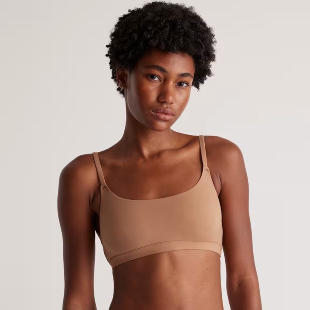 NEW QUINCE PACK Of 2 Second Skin Scoop Neck Bralettes Mocha 23